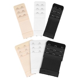 Blooms Bra Extender Pack of 6, Bra Extension 2 Hooks & Bra Extension 3 Hooks Stretch Bra Extender, Pregnancy Accessories Bra Extender, Black, white, skin colour