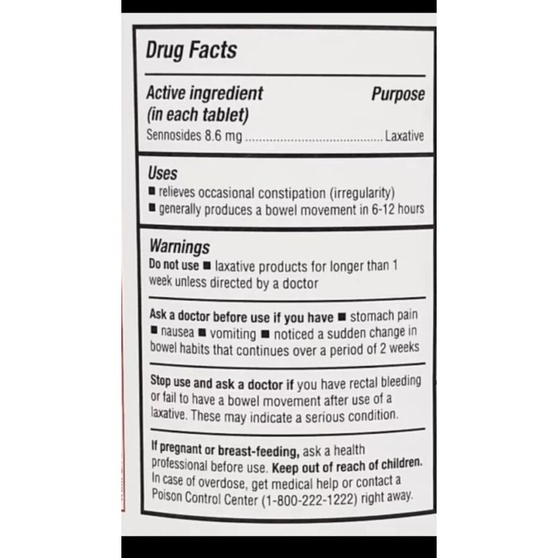 Major Senna 8.6mg Laxative Tablets 1000ct -Expiration Date 01-2027