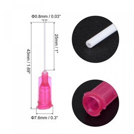 sourcing map 50 Pcs 25G Plastic Dispensing Needles, 1" PP Glue Needle Tube Blunt Luer Lock Tips with PP Flexible Needle for Liquid Glue Gun, Red