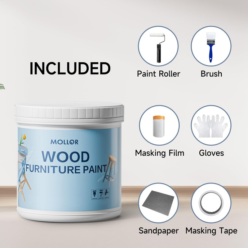 Mollor Matte Finish Wood Paint for Furniture, Durable Cabinet Countertop