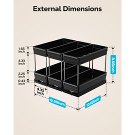 Nieifi Spice Organization for Cabinet-Vertical Spice Rack Pull Out-Spice Rack Organizer for Cabinet-4-1/3 inch Wide-Seasoning Kitchen Organizer-4.3" W x 10.6" D x 8.7" H-3 Pack-2 Tier