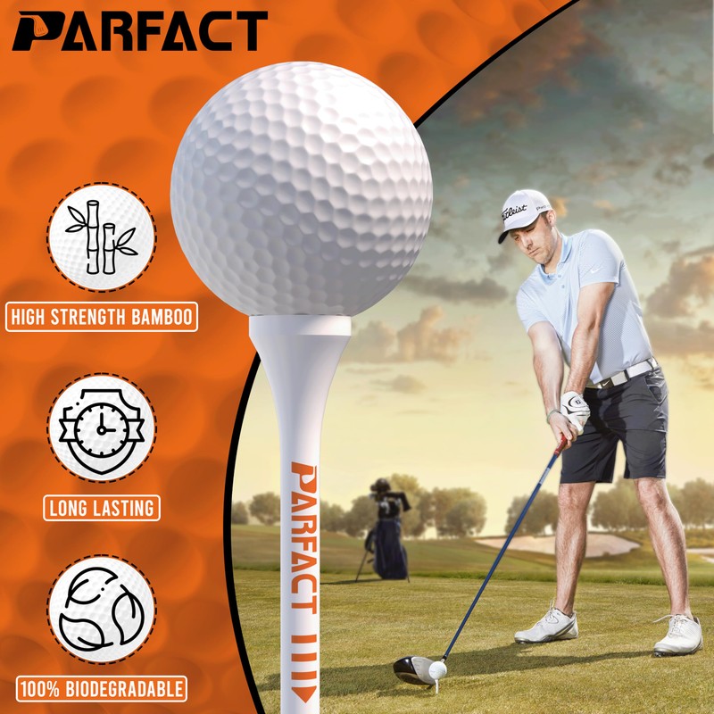 ParFact Golf Tees Wooden | Pack of 30 | Durable