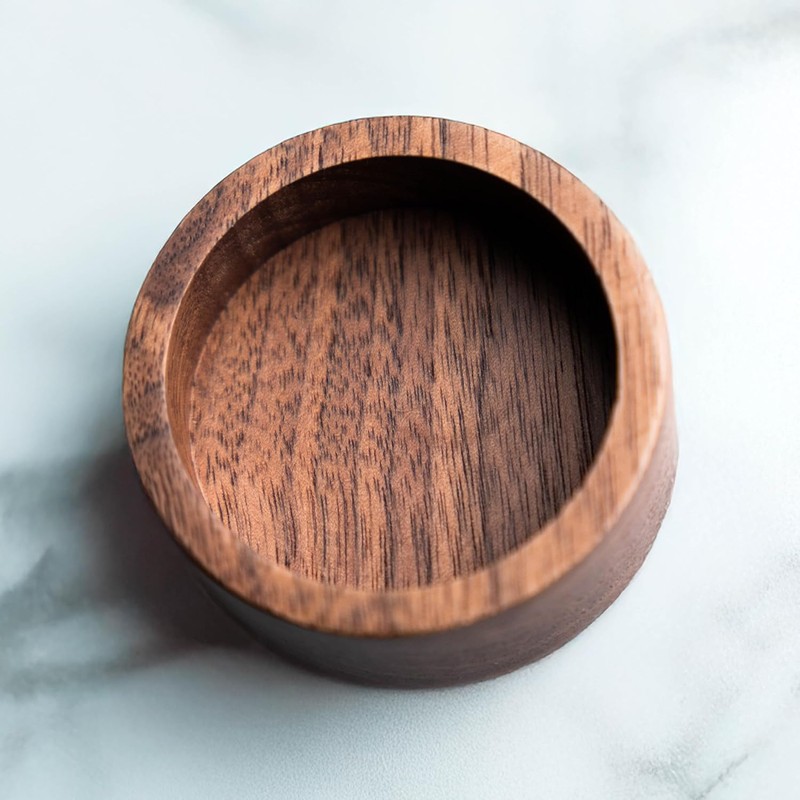 Walnut Wood Ring Tray, Mini Round Hardwood Holder, Micro Jewelry