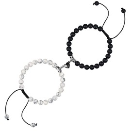 Heart Bell Mutual Attraction Magnetic Bracelets Couple Bracelet Set for Women Men Friendship Gift, 14 centimeters, Stainless Steel