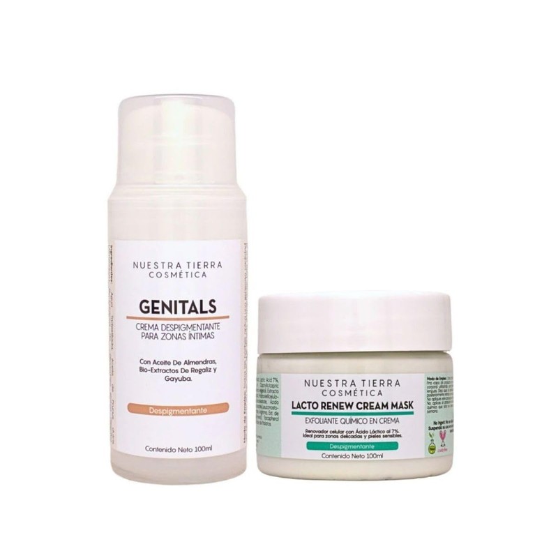 Nuestra Tierra Cosmetica Kit Despigmentante para Zonas Íntimas, Crema Genitals