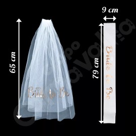 Grupo Carnavallia Kit Despedida Soltera: Banda Y Velo Bride To Be Oro Rosa