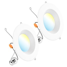 Sunco Lighting Sunco 5CCT Retrofit LED Recessed Lighting 6 Inch, 2700K/3000K/3500K/4000K/5000K Selectable, Dimmable Can Lights, Baffle Trim, 13W=75W, 965LM, Damp Rated, UL-Certified 2 Pack