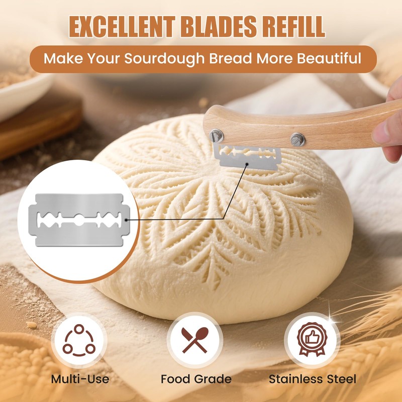 CUNSENR Bread Lame Blades Refill – Stainless Steel Scoring Blades