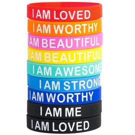SlocciPro 24 Pieces Rubber Bracelets Inspirational Silicone Bracelets Stretch Unisex Wristbands - Fun Motivational Wristbands for Kids and Adults