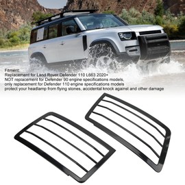 Aramox Car Headlight Grill Guard,Stainless Steel Headlight Lampshade Net Cover Stripe Style Replacement for Defender 110 L663 2020