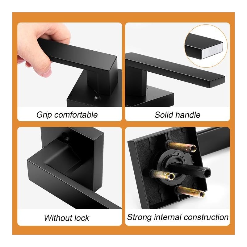 Probrico 4 Pack| Square Passage Levers Matt Black Hall and