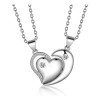 Collares Para Pareja En Plata 925 Corazón Partido Zirconias