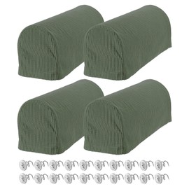 uxcell Stretch Armrest Covers Armchair Anti-Slip for Chairs Sofas Couch Arm Covers Recliner Sofa 2 Set w/Twist Pins(Army Green)