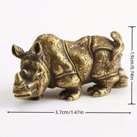 NOIAFZY 1Pcs Brass Carving Rhinoceros Statue Hand Carving Decoration Copper Statue for Interior Decoration Home Office Decor Animal Statue