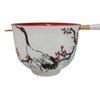 Japanese Crane On Cherry Blossoms Ceramic Donburi Ramen Bowl With