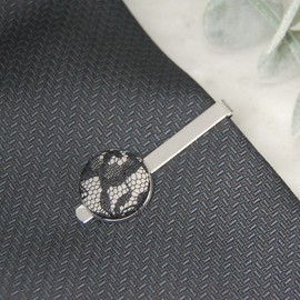 Black Lace Gray Tie Bar, Husband Anniversary Gifts, 13th Anniversary Gifts for Him, Silver Finsih