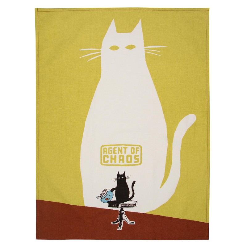 Blue Q Funny Dish Towel, The Cat - Agent of