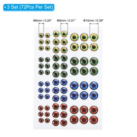PATIKIL Fishing Lure 5D Eyes 6mm/8mm/10mm, 3 Set Waterproof Artificial Fish Eye Fly Tying Lures Crafts Tackle Accessory for Fishing Baits DIY, Multicolored