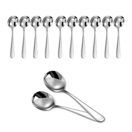 Set de 12 Cucharas para Té de Acero Inoxidable, Cucharas para Café Espresso 10cm, Cucharas para Postre, Helado, Pastel para Cafetería o Restaurante, Cubiertos de Acero Inoxidable (12, Mini-Postre)
