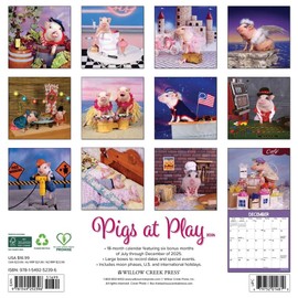 Willow Creek Press, Pigs At Play 2026 Wall Calendar, 12'' X 12'', 18-Month Calendar with Stapled Binding