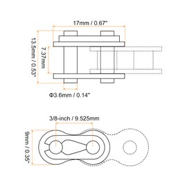 sourcing map 4Pcs #35 Chain Master Connector Link Roller 3/8" Pitch Stainless Steel Standard Connecting Split Links for 06C Chain