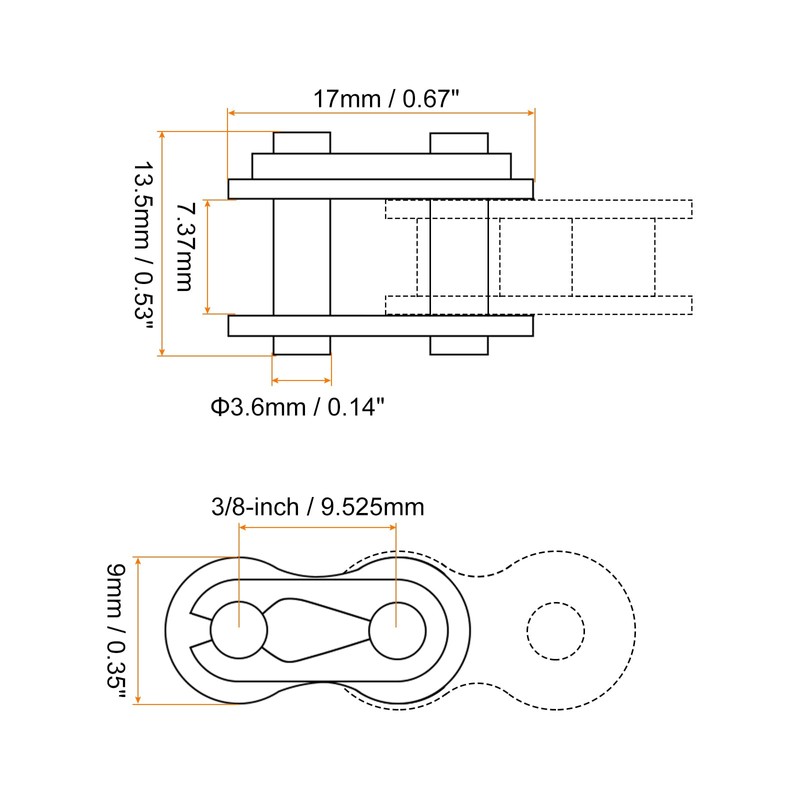 sourcing map 4Pcs #35 Chain Master Connector Link Roller 3/8"