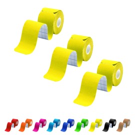Kinesiology Tape Precut 3 Rolls, Athletic Sports Tape for Muscle Joints Support, 60 Strips for Knee Ankle Shoulder Wrist, Latex Free and Water Resistant, Yellow