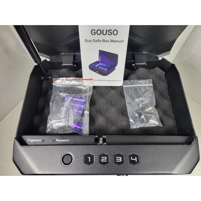 Gouso Gun Pistol Safe With Fingerprint Access Biometric Lock New