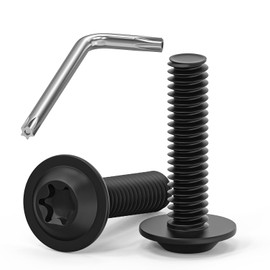 Pack of 20 M5 x 20 Screws, Pan Head Screws, Torx Screws, Flange Screws, Stainless Steel, A2 V2A, Full Thread, Black Oxide, with Torx Key