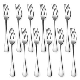 Set of 12, Stainless Steel Dinner Forks Silverware Set, Heavy-Duty Dinner Forks (8 Inch) Cutlery Set, Dishwasher Safe (Silver)