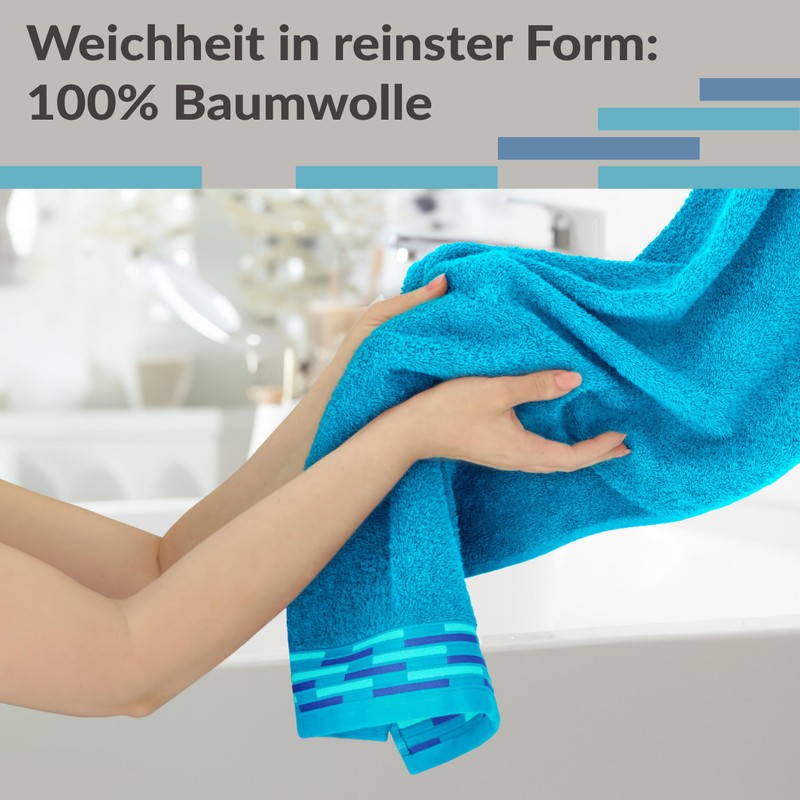 Lashuma Lugano Hand Towel Set, Blue, Aquamarine, Fluffy 100% Cotton