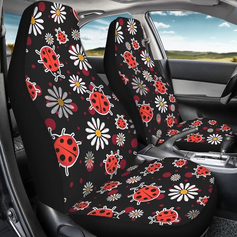 Bulopur Daisy Ladybug Car Seat Covers Front Seats Only for