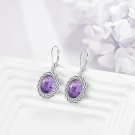 VONALA Filigree Birthstone 925 Sterling Silver Leverback Dangle Earrings for Women Vintage Style Jewellery Gifts, Silver, No Gemstone