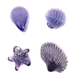 Vacor Pk 4 Lilac Glass Seashells by Vacor for Mega Marbles Decor Crafts Transparent