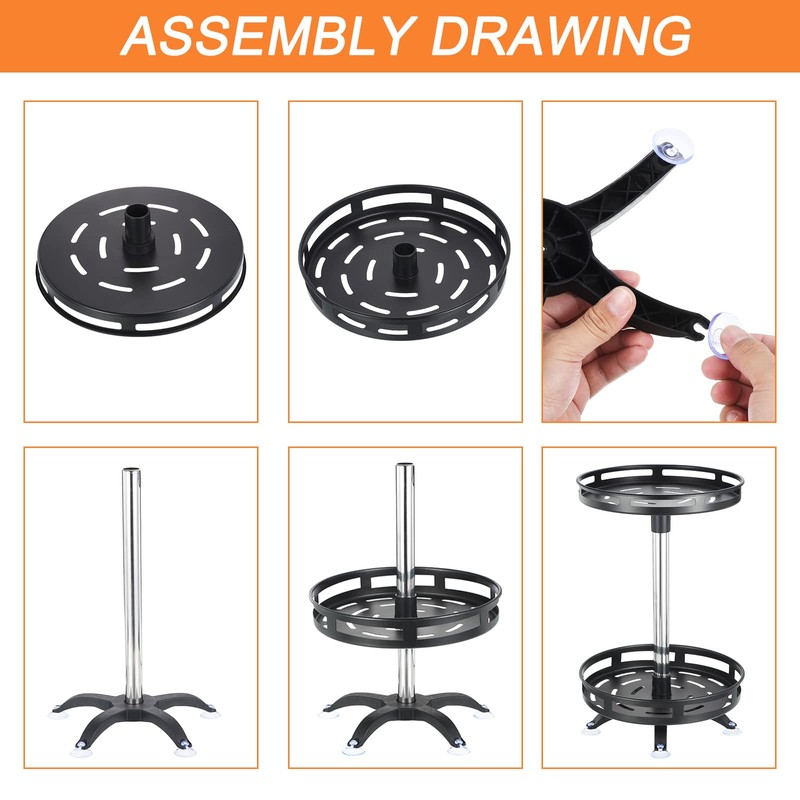 sourcing map Lazy Susan Organizer, 2 Tier Rotating Spice Rack