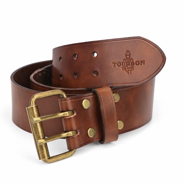TOURBON Deluxe Cowhide Leather Belt for DIY Workshop Tool Pouch Western Cowboy Mens Strap Size L