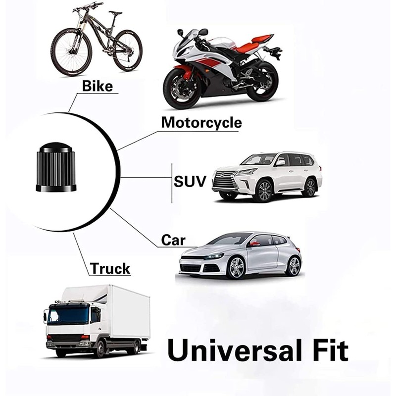 10 pcs Tyre Valve Caps, Universal Dust Caps - Black