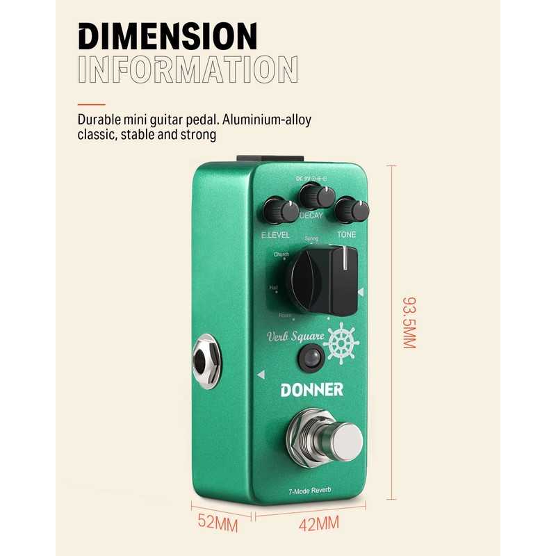 Donner Reverb Effector 7 Modes Modulation Verb Square
