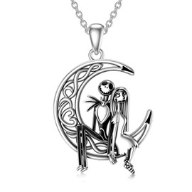 LILALO Nightmare Necklace Sterling Silver Nightmare Moon Necklace Nightmare Gothic Jewelry Gifts for Women Her Girlfriend Couple Birthday Anniversary