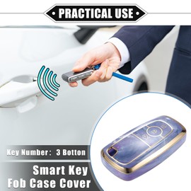X AUTOHAUX Key Fob Cover Case Compatible for Ford Explorer Ecosport, Soft TPU 3 Button Purple Remote Keyless Smart Key Fob Case Protection Shell