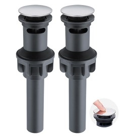 Hygie Rinse 2Pack Pop Up Sink Drain with Overflow, Bathroom Sink Stopper for Vessel Sink, Push and Seal Vessel Sink Drainer Stopper, Anti-Clogging Strainer, Chrome