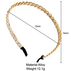 Gold Chain Headbands for Women Thin Metal Hair Band Headband Hoop Chain Hair Accessories for Women Girls Cute Headwear Hairband Hair Bands