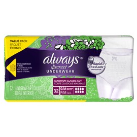 Always Discreet, Incontinence Underwear, Maximum Absorbency, Small/Medium, 32 Count