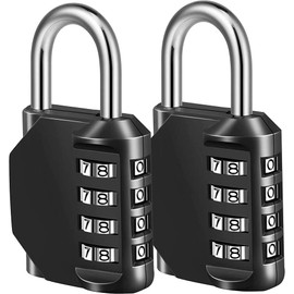 2 Pack x Combination Locker Padlock, 4 Digit Coded Padlock, Gym Lock, School Locker Lock, Weatherproof Combination Lock Outdoor