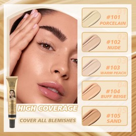 Concealer Foundation Full Coverage Foundation Matte Liquid Foundation Moisturising Natural Makeup Base Cream Smooth Long-Lasting Waterproof Oil Free Liquid Foundation 30 g (105)