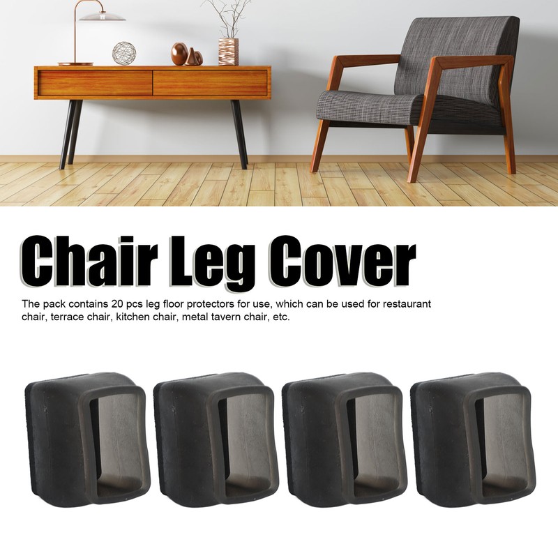 20 Pcs Chair Leg Floor Protector Rectangular Transparent Black Felt