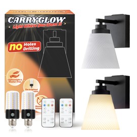 Neporal CARRYGLOW Battery Operated Wall Sconce, Peel and Stick No Drill Wall Lights Battery Operated, Rechargeable Wall Sconces for Bedroom, Living Room, Bathroom, Apartment, Renter Friendly