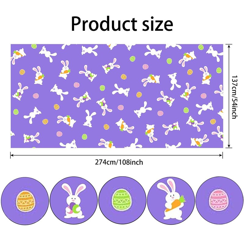 Easter Tablecloth, Easter Bunny Table Covers, Easter Colourful Egg Table,