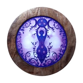 PINE PENTAGRAM 12" Round Goddess Wood Altar Table