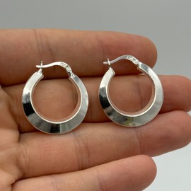 Women 925 Sterling Silver 25mm Fancy Creole Round Hoop Earring, Clip-on Claps Genuine Silver New Pairs